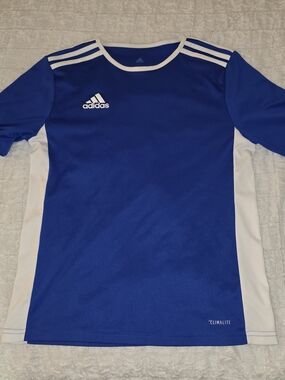 adidas Blue and White Kids' Athletic Jersey Size: Large